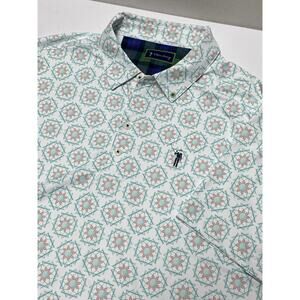 WILLIAM MURRAY Mens Size Large POLO SHIRT SANDY TILES II GOLF AZTEC TRIBAL PRINT